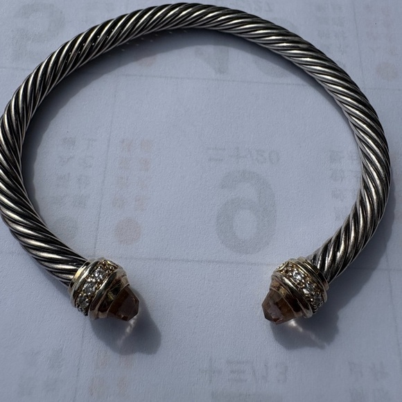 David Yurman Jewelry - David Yurman sterling silver 5mm cable gold, Morganite with diamond bracelet